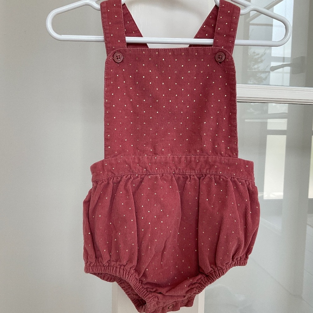 Pink and gold corduroy romper suit